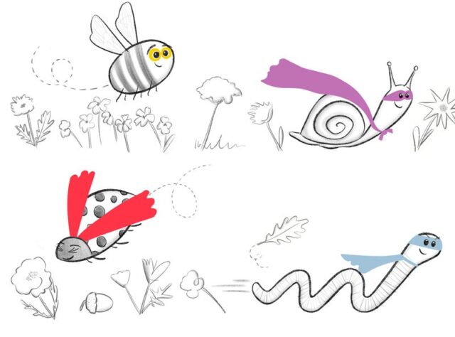 An illustration of super hero insects.