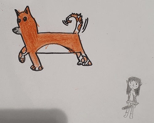 Children's character designs for a dog and and elf