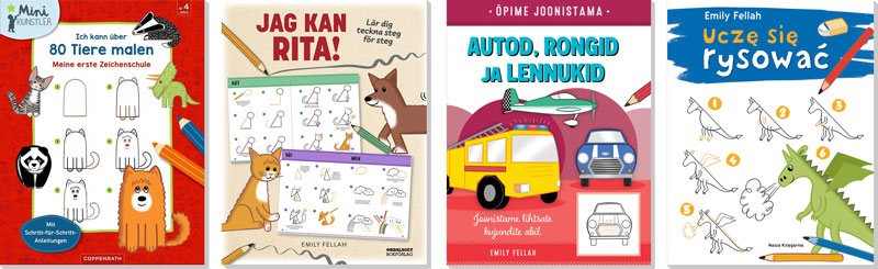I Can Draw step-by-step drawing books by Emily Fellah. Co-editions from Germany, Sweden, Estonia and Poland
