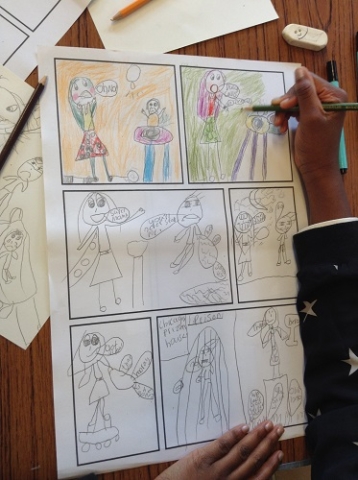 Comic creation during a library workshop